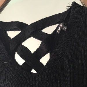 Black Criss-Cross Back Knit Sweater from Express